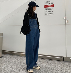 Monos <span class=keywords><strong>de</strong></span> mezclilla retro para <span class=keywords><strong>mujer</strong></span>, pantalones <span class=keywords><strong>con</strong></span> <span class=keywords><strong>tirantes</strong></span> <span class=keywords><strong>de</strong></span> pierna ancha inspirados en los años 90 (algodón elástico cómodo) Y2K Streetwear - Product Image 1