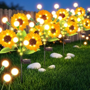 Lampes solaires TSINYE en forme de tournesol, ampoule <span class=keywords><strong>globe</strong></span> blanc chaud, étanches IP65, allumage automatique du crépuscule à l'aube, pour allées, parterres de fleurs, décoration de jardin - Product Image 4