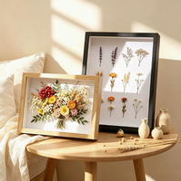 Cadre photo personnalisé 4x6 en bois à suspendre au mur, fleurs séchées, spécimen de papillon, fait main, DIY, pour table