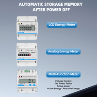 Meteran Energi Listrik Digital Din Rail Satu Fasa 1P 2 Kawat kWh AC 230V Voltmeter Ammeter LCD Analog Counter Display