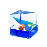 Logo personnalisé 3D résine poisson flotteur acrylique carré boule à neige 65mm liquide eau huile cubique presse-papiers bureau ornement décor cadeaux