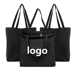 Custom Shopping Groceries School <strong>Work</strong> Birthday Party Portable Multi-Pocket <strong>Large</strong> Black Craft Canvas <strong>Bag</strong> - Product Image 1