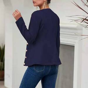 Phụ Nữ Của Tops Blazers Mùa Thu Mùa Đông Màu Rắn Mỏng Phù Hợp Với Ngắn Phù Hợp Với Ve Áo Dài Tay Áo Đôi Ngực Phụ Nữ Tops - Product Image 3