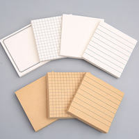 Blocs-notes adhésifs personnalisés 7,4 cm carrés, bloc-notes autocollants 80 feuilles, kraft blanc, ligné, vierge, possibilité d'ajouter un logo personnalisé