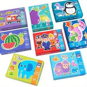 8 modèles de puzzles en bois de grande taille, 33 pièces, animaux de dessin animé, véhicules, personnages, éveil éducatif pour enfants - Product Image 1