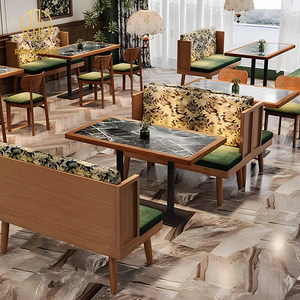 <span class=keywords><strong>Vintage</strong></span> Design personalizzato quadrato in legno caffè e ristorante Set di mobili divano stand tavolo e sedia per Coffee Shop - Product Image 4