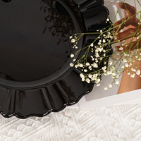 Assiette de Présentation Noire en Plastique, Motif Jupe de Ballet sur le Bord, Vente en Gros, pour Décoration de Mariage, Maison et Cuisine