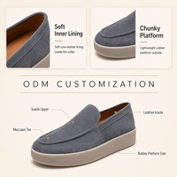 Mocassins en daim bleu gris clair de qualité supérieure pour hommes avec semelle en caoutchouc confortable, parfaits pour les trajets quotidiens et les tenues décontractées