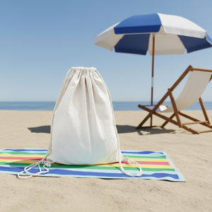 Sacs à dos et pochettes en toile <span class=keywords><strong>de</strong></span> coton <span class=keywords><strong>de</strong></span> haute qualité avec cordon <span class=keywords><strong>de</strong></span> serrage pour serviettes <span class=keywords><strong>de</strong></span> plage - Product Image 1