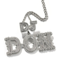 Pendentif personnalisé avec nom serti de zircons, zircon de qualité AAA, clarté VVS, collier chaîne avec lettres hip-hop, breloques pour hommes, bijoux