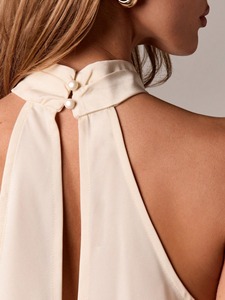 Nouveau <span class=keywords><strong>Top</strong></span> en Dentelle Sexy à Bretelles et Col Halter, Ourlet Irrégulier, Dos Nu, Couleur Unie, Gilet Élégant à Bretelles – Vente Flash - Product Image 6