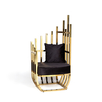 Canapé de mariage en acier inoxydable doré, design luxueux et nouveau, pour la mariée et le marié