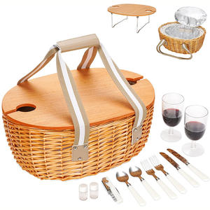 Juego de Cestas de <span class=keywords><strong>Picnic</strong></span> de Mimbre con Bolsa Térmica Grande para Acampar al Aire Libre, Juego de Cestas de <span class=keywords><strong>Picnic</strong></span> de Mimbre Aisladas - Product Image 3