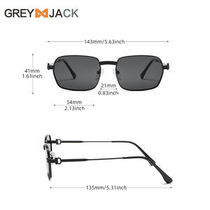 Lunettes de soleil Greyjack pour hommes, monture carrée, polarisées UV400, en acier inoxydable, verres TAC, pour la conduite en extérieur et la pêche - Product Image 2