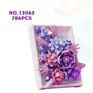 13063 Creative MOC DIY Photo Frame Flower Desk Decoration Block Set Kids Assemble Puzzle Building Block Plastic Toy Juguetes - Product Image 1