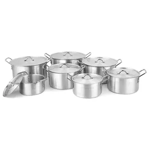 High quality 7 pcs gas big aluminium cooking pots in kitchen