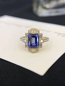 Smeraldo taglio laboratorio zaffiro pietra preziosa diamante <span class=keywords><strong>Miss</strong></span> anello 18K oro giallo massiccio con laboratorio di anelli di diamante pietra gemma anello di fidanzamento - Product Image 3