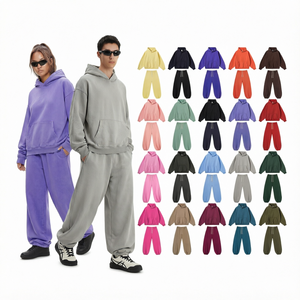Ensemble sweat-shirt et pantalon de jogging surdimensionné pour homme, 100% coton molletonné, style streetwear, hiver - Product Image 1