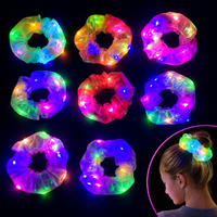 Nouveauté : Chouchou LED Lumineux Iridescent à Volants – 3 Modes d'Éclairage – Accessoire Cheveux Scintillant pour Soirées Disco et Fêtes Nocturnes