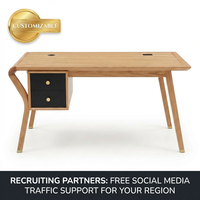 Bureau de luxe en chêne rouge – Table d'écriture moderne en bois massif avec boîte de rangement électrique intégrée, système de fixation à mortaise et tenon, conception anti-fissuration, écologique