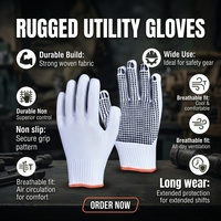 Gants en PVC à texture diamantée avec doublure en coton blanc, couleur noire, poignet élastique antidérapant, personnalisables, anti-impact, en nylon