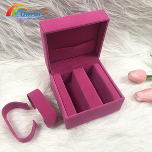 กล่องของขวัญกำมะหยี่แบบกำหนดเองสำหรับใส่สร้อยข้อมือนาฬิกา กล่องบรรจุภัณฑ์เครื่องประดับแบบสองช่อง กล่องของขวัญสำหรับเก็บชุดกำไลข้อมือนาฬิกาผู้หญิงแบบกำหนดเอง ขายส่ง - Product Image 5