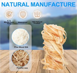 Paquete Personalizable de 32 Piezas de Iniciadores de Fuego de Lana de Madera para Acampar al Aire Libre, Encendido Rápido, Accesorios de Camping - Product Image 6