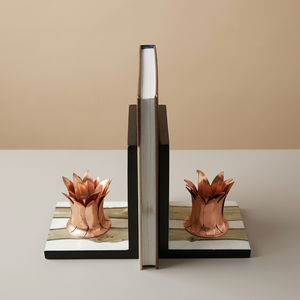 Resin Inlay Movable 2-Piece <b>Book</b> Holder Contemporary Design Vertical Pattern Decorative Bookends Home Decor for <b>book</b> Shelf - Product Image 2