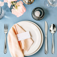 Ensemble de couverts élégant en acier inoxydable avec chaîne en diamant pour mariages et restaurants, couteau, fourchette, cuillère