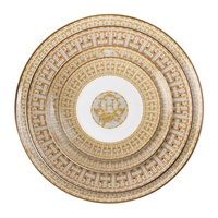 Service de table en céramique dorée de style européen, luxe léger, avec assiettes et tasses à café en porcelaine fine pour hôtels et restaurants occidentaux