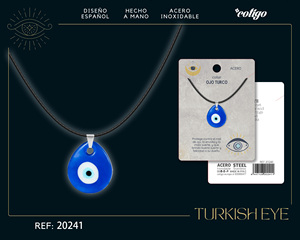 Collana occhio turco in acciaio Color argento con catena a maglie alla moda placcata in oro con zircone di perle diamantate per regalo o festa - Product Image 5