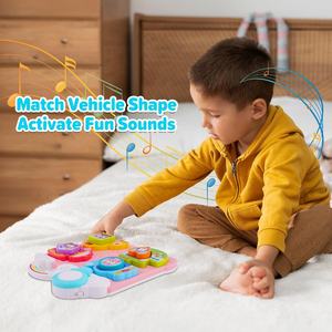 Jouet lumineux pour <span class=keywords><strong>fille</strong></span> de 1 an, trieur de formes musicales pour bébé, véhicule amusant, puzzle sonore pour enfant en bas âge - Product Image 3