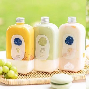 250ml 350ml 500ml Free Samples Flat Square Cute PET Transparent Plastic Boba <strong>Milk</strong> Tea <strong>Bottle</strong> with Fast Shipment - Product Image 5