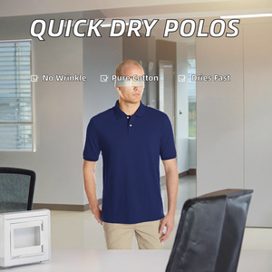 Golf pour hommes à séchage rapide pour T-shirts polo Tissu de maillot anti-rides en coton doux multicolore en vrac avec logo - Product Image 2
