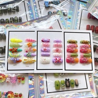 10 faux ongles tendance, forme stiletto/carrée, faits main, réutilisables, en gel souple 3D, motif fleur rose sculptée, épais, en acrylique, pour manucure artisanale