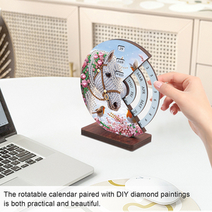 2026 calendrier diamant peinture Kit joli <span class=keywords><strong>cheval</strong></span> bricolage 5d diamant Art calendriers de bureau ornements en bois uniques - Product Image 6