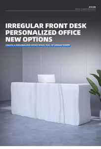 Mostrador de Recepción Extensible Blanco Moderno y Elegante con Iluminación LED, Diseño Inspirado en Conchas para Hoteles, Centros Comerciales y Oficinas Comerciales, PETG - Product Image 4