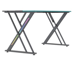 Bureaux de jeu pour l'e-sport avec support en V, nouvelle conception, autocollants personnalisables, réglage électrique de la hauteur avec éclairage d'ambiance - Product Image 3