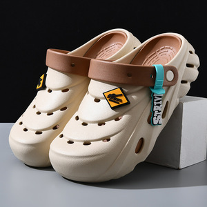 Men's Breathable <b>Clogs</b> EVA Thick Sole Anti-Slip Height Increasing Summer Beach Slippers Closed Toe With Diy Logo - Product Image 3