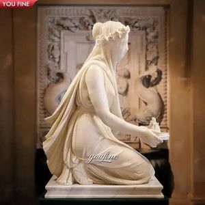 Statue de <span class=keywords><strong>sculpture</strong></span> en <span class=keywords><strong>marbre</strong></span> de Raphaelle Monti grandeur nature représentant une dame agenouillée avec un <span class=keywords><strong>voile</strong></span> - Product Image 2