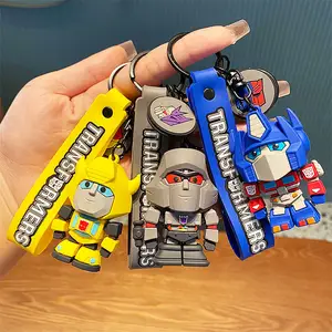 3D Optimus Prime Transformer Doll Key Chain Keyring Creative Plastic Schoolbag Pendants Bumble Bee Keychain