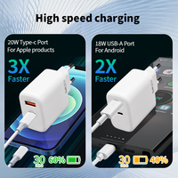 Produit Tendance Chargeur Électrique Portable GaN 20W à 2 Ports USB-A et USB-C Certifié Sécurité avec Prise PD Rapide pour Ordinateur Portable et Plus Encore
