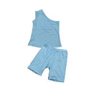 2022 Summer Children <b>Baby</b> Girls Casual Print Clothes Set One Shoulder Tops Shirt Biker Shorts 2Pcs Outfits - Product Image 6