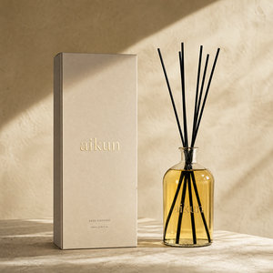 Aikun Large Capacity 1000ml Clear Round Glass Gift Boxed Flameless Aromatic <b>Reed</b> <b>Diffuser</b> with Black Sticks for Home Fragrance - Product Image 1