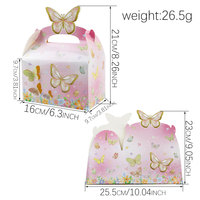 Boîte en Papier Papillon Floral Rose et Violet avec Poignée pour Cadeaux de Fête, Emballage Gourmandises Thème Papillon