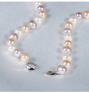 Collana di <span class=keywords><strong>Perle</strong></span> Naturali d'Acqua Dolce di Design Originale, Colore Caramella, Forma Quasi Rotonda, Catena per Clavicola, <span class=keywords><strong>Gioielli</strong></span> di <span class=keywords><strong>Perle</strong></span> per Donna - Product Image 5
