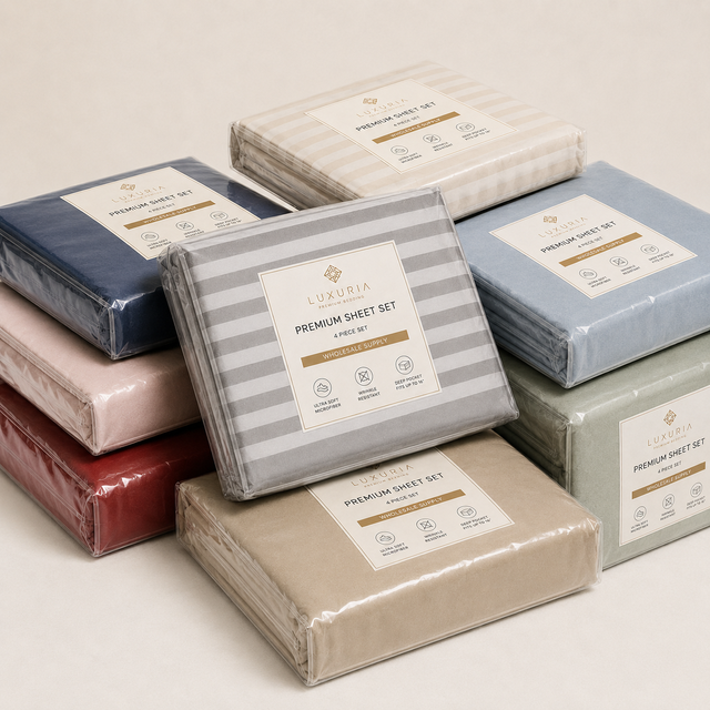 OEM & ODM Available Hotel Quality Stripe Sheet Set  Wholesale Microfiber Bed Sheet Set