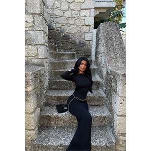 Robe de soirée longue noire Doss, dos nu, pour occasions formelles et fêtes, taille XS, longueur au sol - Product Image 4