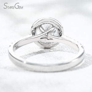 Anillo de Compromiso Clásico con Halo de Oro Blanco de 18K y Diamante Cultivado en Laboratorio Starsgem de 1.22ct DEF VS, Corte Brillante Redondo, 2.64g - Product Image 3