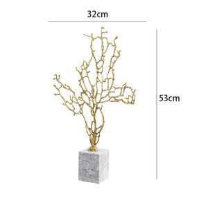 カスタム高グレード大理石 & 真鍮花彫刻モダンデザイン高級デスクトップコーラルオーナメントホテルデコレーション用 - Product Image 6